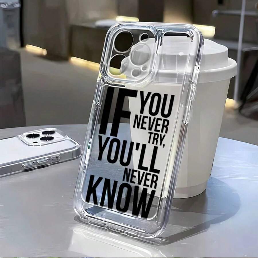Handyhülle für iPhone 16 15 14 Pro Max 13 12 Mini 11 Pro Max 7 8 Plus X XS SE2 Englische Phrase Grafikdruck Stoßfeste Hülle - Transparent 1 - Übersicht 1