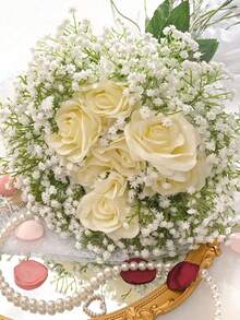 20支/包仿真满天星花，散装仿真满天星，触感逼真的长茎满天星，逼真的白色满天星，适用于花束、花瓶、婚礼装饰、派对、家居装饰、餐桌摆饰、情人节、复活节、母亲节。 - 彩色 - 查看 5