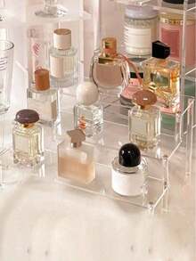 Estante de exhibición de escalera de acrílico, estante de exhibición trapezoidal de 3 niveles, estante de exhibición de almacenamiento para el hogar para joyas y cosméticos, organizador multinivel, estante de exhibición transparente, estante para pasteles y perfumes, decoración de habitación, artículos esenciales de viaje, bolsa de maquillaje, artículos esenciales de viaje - Multicolor - Ver 10