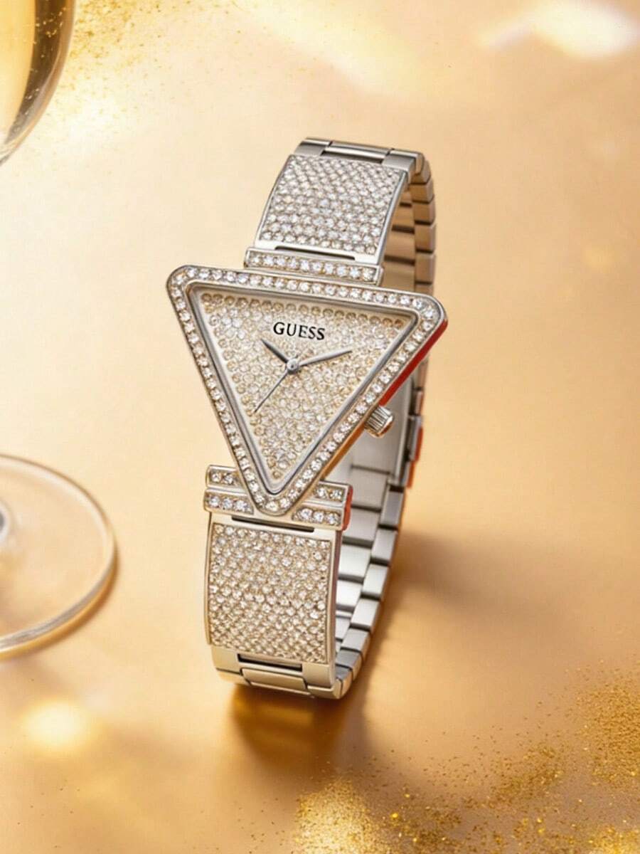 Guess Women's Triangle Dial Watch. Shiny Case, Showcasing Luxurious Ladies' Style. Suitable For Daily Wear GW0644L1 - Silver - View 1