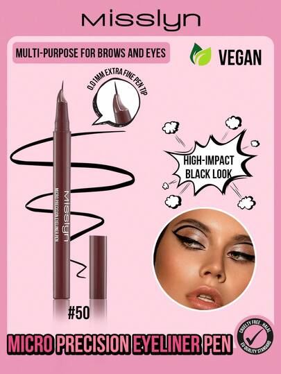  MISSLYN 超细精准眼线笔，鹰嘴形笔头，超细笔尖，多功能眼线笔，易于使用，轻松勾勒眼线，速干持久，贴合眼型，顺滑易涂，显色浓郁，防水防晕染，防汗防脱妆
