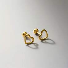 迷你心形耳钉 | 简约百搭设计 | 低过敏材质 | 适合日常佩戴的轻柔耳环 | 送给女友/闺蜜的精致礼物 - 金色 - 查看 5