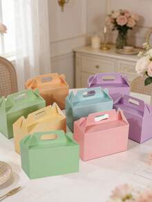 12/6pcs Set Valentine's Day/Easter Triangle Gift Boxes, Colorful Paper Candy, Snack And Cake Gift Boxes, Suitable For Birthday, Back To School, Wedding Party Favors, Size 6 X 3.5 X 3.5 Inches (Soft Tone) - Combination Colors - View 6