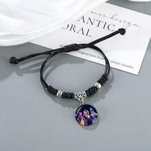 1pc New Witch Hunting Bracelet, Handmade Woven Fashion Bracelet With Time Gem, Black Wristband Accessory - Multicolor - View 4