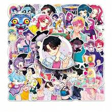 1/50pcs K-POP Huntrx Theme Sticker Pack (1 Random Pack Per Order, Various Vibrant Character And Chibi Designs, Waterproof Vinyl Material, Multiple Stickers Per Pack) - Ideal For Diaries, Scrapbooks - Multicolor - View 7