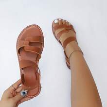 New Flat Sandals, Minimalist Multi-Strap Design Elements, Versatile For Daily Wear, Suitable For Campus, Daily Outings, Shopping, Casual Occasions. Available In Pure White Multi-Strap, Earthy Brown Multi-Strap, And Classic Black Multi-Strap - Brown - View 7
