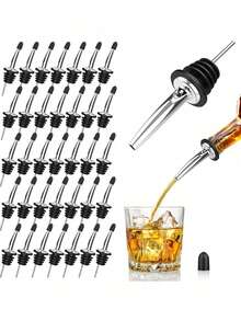 6pcs Wine Bottle Pourer, Automatic Flip Olive Oil Sprayer, Stainless Steel Olive Oil Dispenser Nozzle, Alcohol Liquor Bottle Pourer Spout, Fits Approx. 3/4 Inch Bottle Neck - Multicolor - View 5