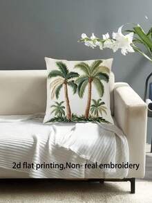 1/2/4Pcs Green Coconut Tree Printed Pillowcase Featuring Nordic Light Luxury Digital Printing And Craftsmanship, Perfect For Hotel And Guesthouse Decor - Multicolor - View 6