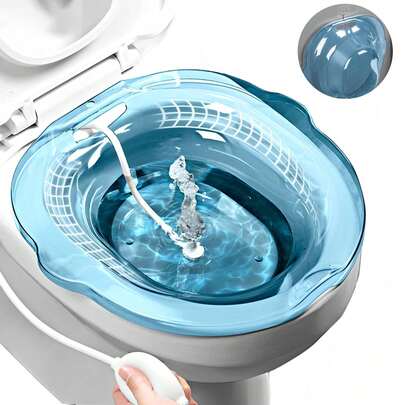 Baño de Asiento,Sitz Bath Lavabo con tubo de irrigación,Baño Perineal para Inodoro para hemorroides,cuidado posparto para mujeres embarazadas y ayuda para el tratamiento de infecciones de heridas