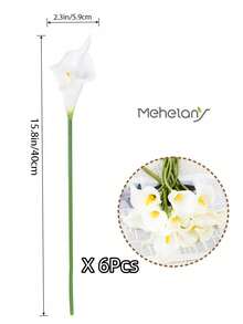 MEHELANY 12支/6支/1支 40厘米 白色人造马蹄莲，PU材质，仿真马蹄莲花束，适用于家居婚礼装饰、室内外装饰、花园装饰、派对装饰、波西米亚风装饰、节日派对装饰、母亲节生日庆祝、日常礼物 - 白色 - 查看 7