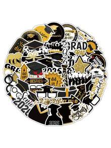 50pcs 2026 Graduation Graffiti Stickers, Cartoon Style Campus Graduation Party Waterproof Reusable Stickers For Motorcycle Helmet, Car, Gift Box, Envelope, Graffiti Stickers, Guitar, Laptop, Luggage, DIY Crafts, Helmet Stickers, Gamer Stickers, Sticker Book, Games, Diary Stickers, Bicycle Stickers, Gamer Birthday Party, Gamer Party, Office Decor - 2026 Graduation Season - View 3