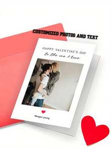 Customizable Valentine's Day Cards With Envelopes, Featuring Personalized Photos And Greetings For Boyfriends And Girlfriends, Romantic Paper Valentine's Day Themed Cards (Including Envelope) - Multicolor 3 - View 1