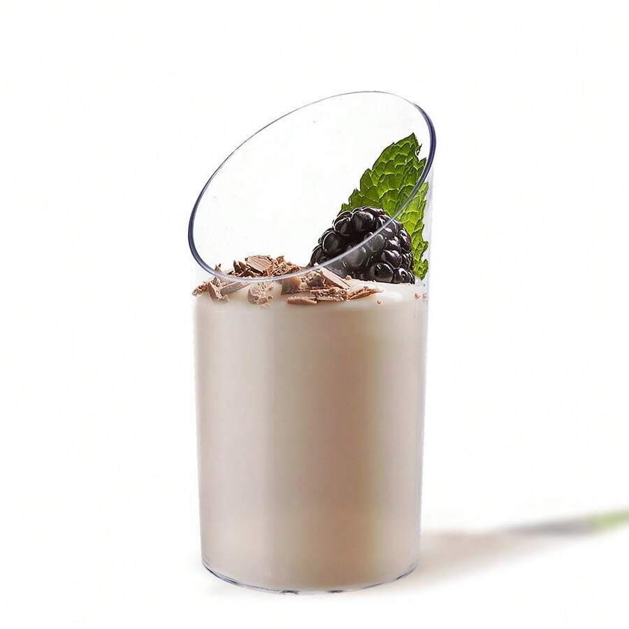 10个装塑料斜边60毫升慕斯杯、甜点杯、一次性塑料杯、蛋糕杯 - 彩色 - 查看 1