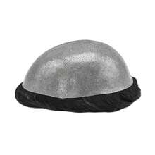 N.L.W. Human Hair Toupee For Mens Wig With HD Swiss Lace 10x8 Base Size 6" Length Prosthesis Men Patch Units Implant 10mm Spanish Curly Wave Hair Pieces Replacement System For Man - 1B Natural Black - View 2