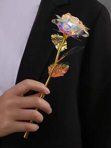 5pcs Shiny Artificial Rose Flowers, Fake Flowers, Glittering Gold And White Roses, Valentine's Day Holiday Gift And Decor Accessories, Gold Foil Flower Chocolate Gift Box Decor, Valentine's Day Decoration, Wedding Supplies, Room And Party Decoration.