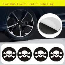 4pcs Car Center Wheel Hub Cap Bone Skull Head Badge Emblem Stickers, Funny Car Decals - 4pcs - View 1