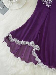 Womens Nightgown Lace Sleepwear Chemise Lingerie Night Gowns Babydoll Sleepshirt JI26 - Purple - View 6