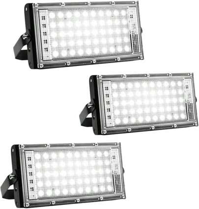 3 PCS 50W Reflectores Led Exteriores,4500LM Super brillante LED Luz de Trabajo, IP65 Water Proof, para Parques de Atracciones, Jardines, Garajes, Plazas, Patio, Césped
