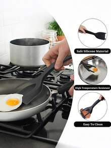 2-In-1 Silicone Spatula And Tongs - Egg Flipper, Multifunctional Kitchen Cooking Tool For Frying Eggs, Pancakes, Toast And Omelets, Kitchen Utensils - Double-handled Shovel In Multiple Colors - View 8