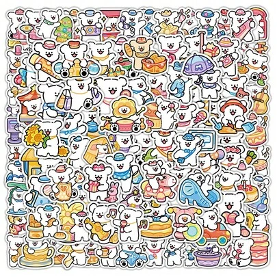 1 Set/100pcs Original Simple Stroke Line Jumping Little Dog Cute Cartoon Stickers Decoration Phone Case Notebook, Gift For Friends, Holiday Gift, Easter Gift, Create A Sense Of Surprise, Cute And Affordable (Stochastic Style)