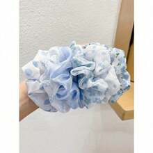 6pcs Blue Scrunchie Hair Ties, Fresh Korean Fashion Fabric Hair Ties Hair Scrunchies (The Tray In The Picture Is For Photography Purposes Only, The Actual Packaging Will Be As Per The Product) Scrunchy Hair Ties - 彩色 - 查看 3