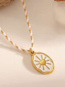 女士波西米亚风心形项链，配太阳吊坠，高端金色珠宝配饰 - 愛心吊墜項鍊 - 查看 11