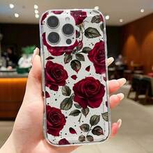 غطاء هاتف بطبعة وردة حمراء أنيقة متوافق مع أجهزة 17 16 15 14 13 12 11 Pro Max XS XR X 7 8 Plus SE2 SE3 16e، غطاء واقي مقاوم للصدمات بطبعة زهرية، هدية عيد الحب، هدية للصديقة، هدية احتفالية - متعدد الألوان - مشاهدة 5
