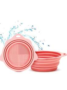 1pc Silicone Makeup Brush Cleaning Mat, Foldable Beauty Sponge Cleansing Pad And Scrubber, Portable Travel Makeup Brush Cleaner, Gift For Girls And Women - Multicolor - View 2