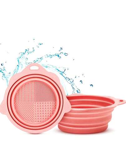 1 st silikon rengöringsmatta för sminkborstar, hopfällbar skönhetssvamp rengöringsdyna och skrubb, bärbar reseborstrengörare för sminkborstar, present till tjejer och kvinnor