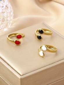 Stainless Steel Minimalist Teardrop Shaped Ring For Women, Suitable For Daily Wear Or Parties - 40433 - View 1