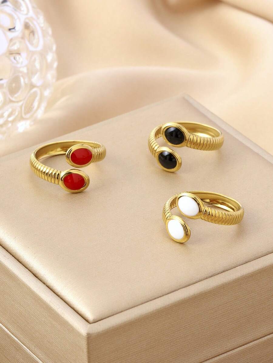 Stainless Steel Minimalist Teardrop Shaped Ring For Women, Suitable For Daily Wear Or Parties - 40433 - View 1