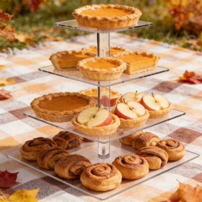 Clear Acrylic Square Cake Stand Tiered Dessert Tower For Wedding Birthday Graduation Christmas New Year Party Cupcake Display Stylish