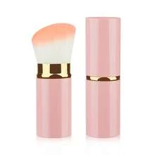 1pc Retractable Kabuki Makeup Brush Foundation Powder Blush Brush Retractable Makeup Brush Face Mixer Brush Professional Mineral Mixed Brush Aluminum Box Portable Cover (Diagonal Top, Pink) - Multicolor - View 10