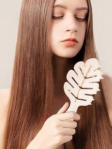 1pc Multi-Functional Hair Brush, Suitable For Dry & Wet Hair, Designed To Massage Scalp. It Features Leaf-Shaped Shampoo Brush, Convenient Handle, And Silicone Bristles To Make Shampooing Easy - Multicolor - View 5