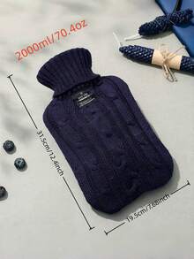 1pc 1000ml/2000ml Pink Khaki Smoke Gray Knitted Hot Water Bag With Water Injection For Foot And Stomach Warming And Hot Compress - Multicolor - View 16