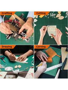 A3/A4/A5 Cutting Mat With Green Grid And Diagonal Cutting Lines - Heavy-Duty Plastic Craft Mat With Rounded Corners, Cm/Inch Scale, Grid Lines, And Cutting Guide. Suitable For Fabric, Paper, DIY, Quilting, Scrapbooking. Sturdy And Durable Precision - Green - View 11