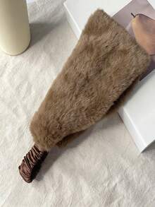 1pc Faux Fur Wide Elastic Headband, Warm & Windproof Winter Headwear For Women - Hair Band - View 8