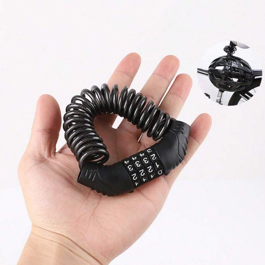 1 Motorcycle Helmet Lock, With Fixing Cable, Hook And Combination, Anti-Theft For Full Face Electric Vehicle Helmet.