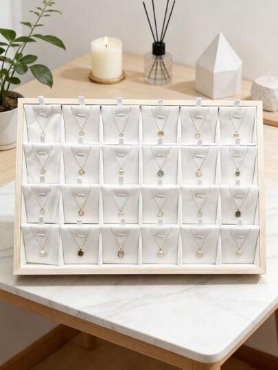 1 pieza Bandeja de exhibición de joyería multicapa de 35x24x3cm, caja de almacenamiento de anillos, soporte para collares y pulseras, soporte de exhibición para fotografía