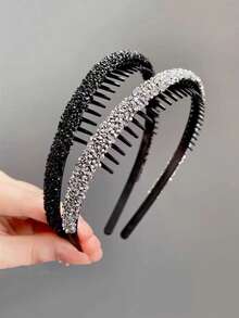4pcs Women's Versatile Colorful Crystal Rhinestone Hair Hoops, Simple Anti-Slip Hair Accessories For Daily Use, Suitable For Washing Face, Makeup - Multicolor - View 8