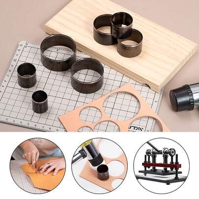 レザーパンチ 鋼制レザークラフト 工具 革加工 中空ベルト穴あけパンチ 抜き型( 円形)