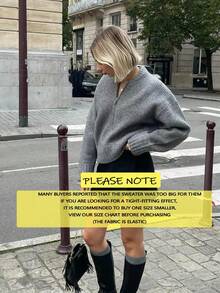 Women's Casual Zip-Up Solid Color Long Sleeve Knit Sweater Jacket - Grey - View 4