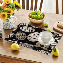 1/4/6 Pcs Easter Egg Bunny Pattern Placemats, Linen Dining Table Mats With Colorful Egg Rabbit Design, Washable Printed Tabletop Protector, Ideal Decoration For Holiday Kitchen And Family Gatherings - Multicolor - View 6
