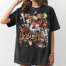 Vintage Racing Shirt, 2025 World Champion Tee,  Fan Gift, Unisex Graphic T-Shi - 黑色 - 查看 1