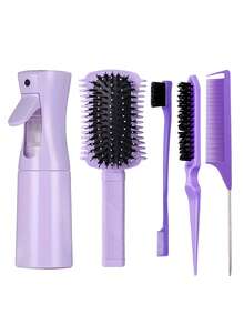 1/2/3/4/5/6/11/12 Pcs Hair Brush Set With Curly Hair Brush Defining, The Narrow Side Edge Efficiently Separates And Volumizes Curl Clumps, Wet And Dry Eight-Claw Comb, Edge Brush, Bristle Brush And Rat Tail Comb Are Suitable For Hairstyling, Smoothing Hair And Eliminating Frizz, Continuous Ultra-Fine Mist Spray Bottle, Plastic Refillable Spray Bottle - Multicolor - View 19