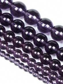 Hạt cườm thủy tinh màu tím violet, hạt đá tự nhiên màu tím mịn, hình tròn, dùng để làm trang sức DIY cho vòng tay và vòng cổ - kích thước 6mm, 8mm, 10mm. - Màu tím - Xem 4