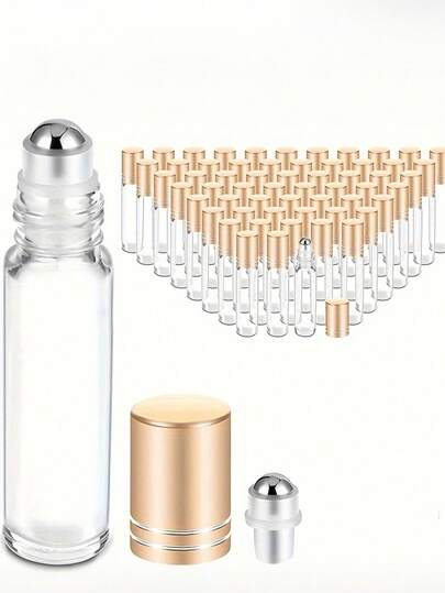 10ML Essential Oil Roller Bottles Clear Glass Roll On Bottles Travel Size Empty Refillable Bottles For Essential Oils Perfume Clear Glass Roll On Bottles THICK Metal Roller Ball Essential Oils