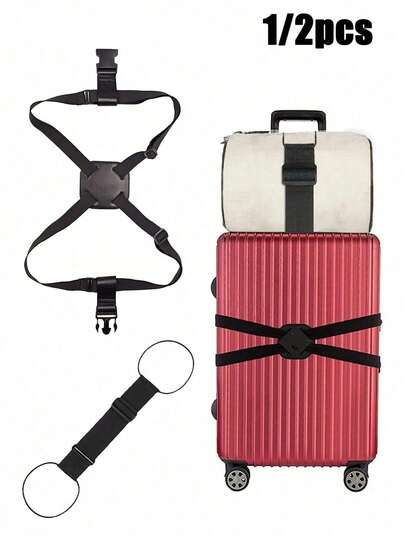 Adjustable Portable Luggage Straps And Elastic Cord Set - Heavy Duty Travel Suitcase Reinforcement Straps With Buckles, Expandable Tie Down Belts For Luggage Security, Travel Essentials, Easy To Carry, Practical Outdoor Car Travel Tie, Luggage With External Straps, Anti-Lost Luggage Tags, Christmas Gift, Halloween Gift, Thanksgiving Gift