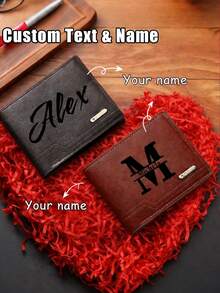 1pc Personalized Men's Wallet, Father's Day Gift, Customized With Photo And Name, Men's Birthday Present, Personalized Gift, School Supplies - Multicolor - View 4