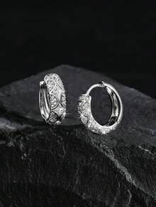 一对镶满水钻的星夜花卉图案耳环，奢华朋克风锆石耳环，男士款，适合派对和日常佩戴 - 彩色 - 查看 4